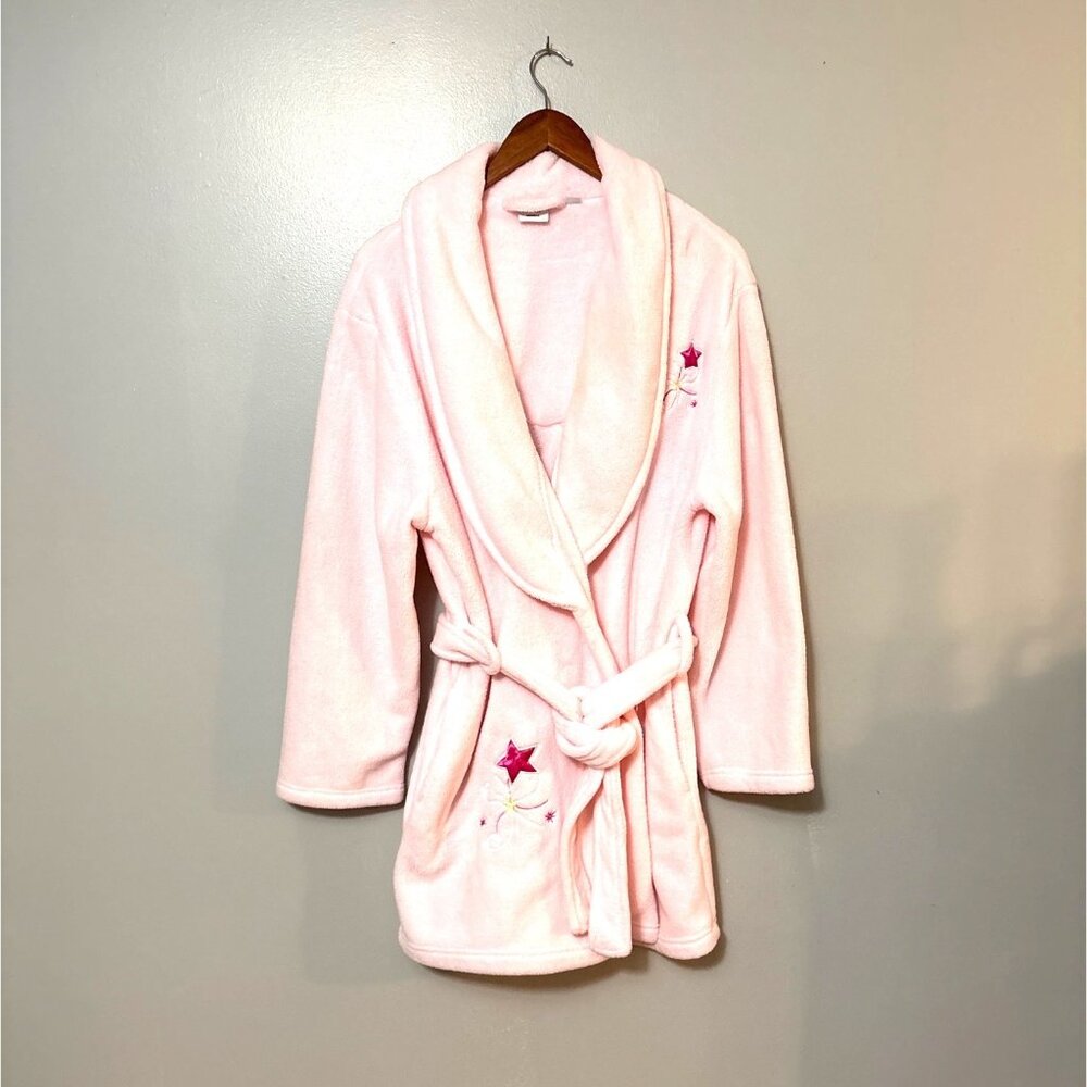 Pink Sonoma Life + Style Intimates Fleece Robe With Star Embroidery & Belted Wai